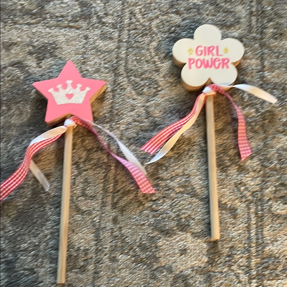 Pink and Cream Star and Flower Wand Set